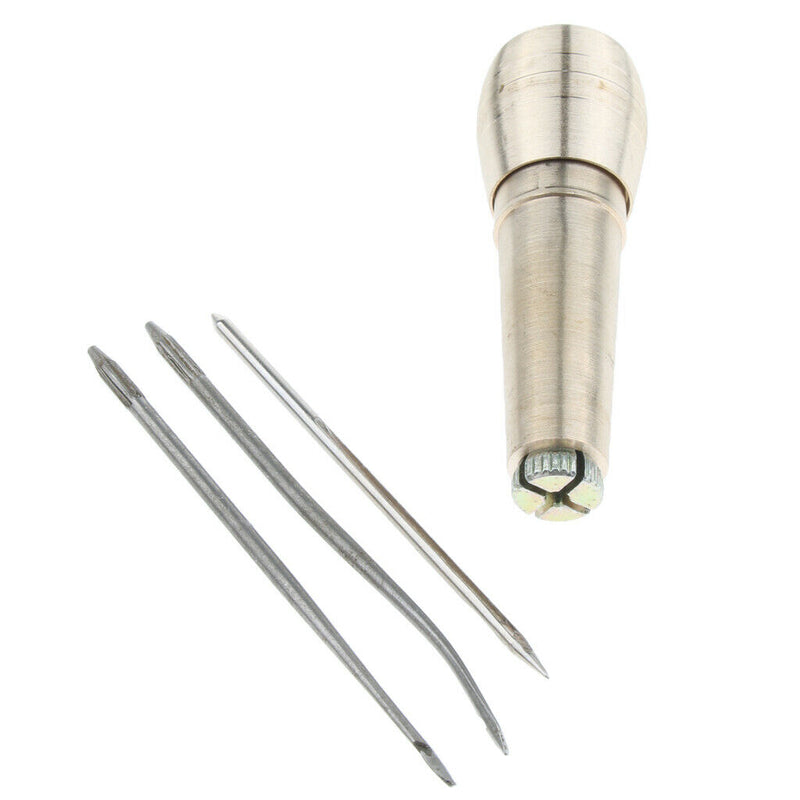 Copper Handle with 3 Needle Kit Leather Craft Sewing Awl Hand Stitcher Tools