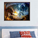 5D DIY Full Drill Square Diamond Painting 2 Dragons Duel Cross Stitch Kit