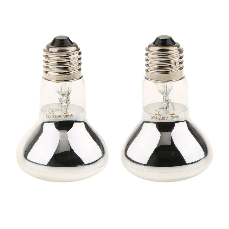 2 Pcs Heat Basking Lamp Reptile Infrared Heater Reptile Supplies 75W/100W