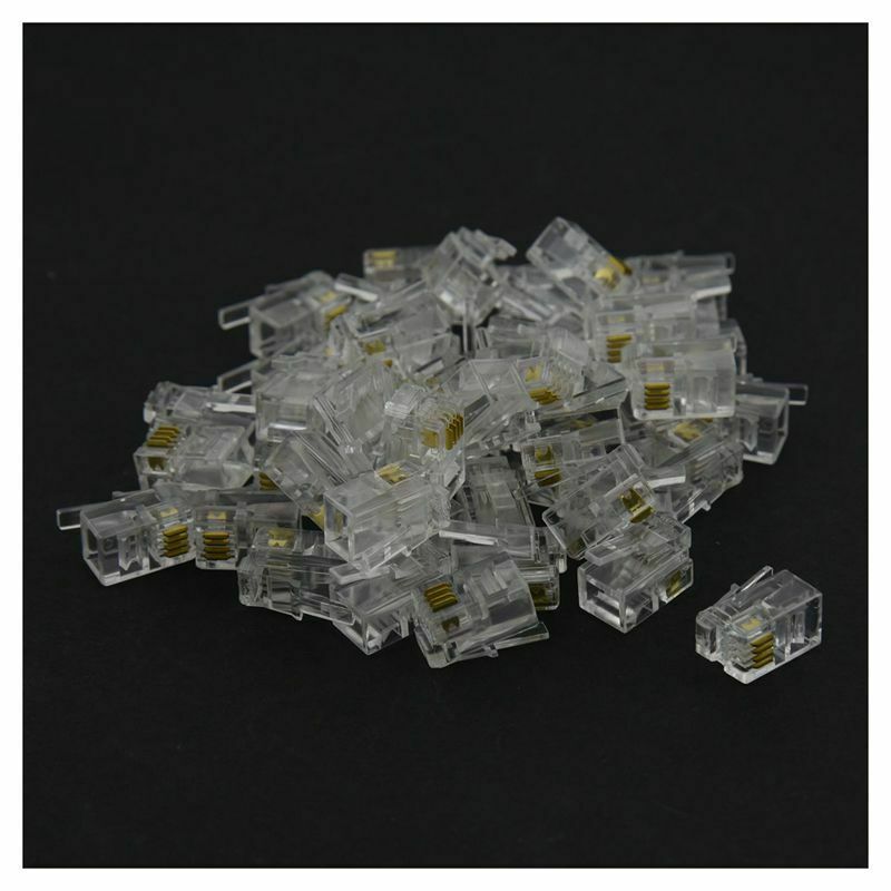 RJ9 4P4C Plug phone Jack Connector 50 pieces, Transparent F8V6