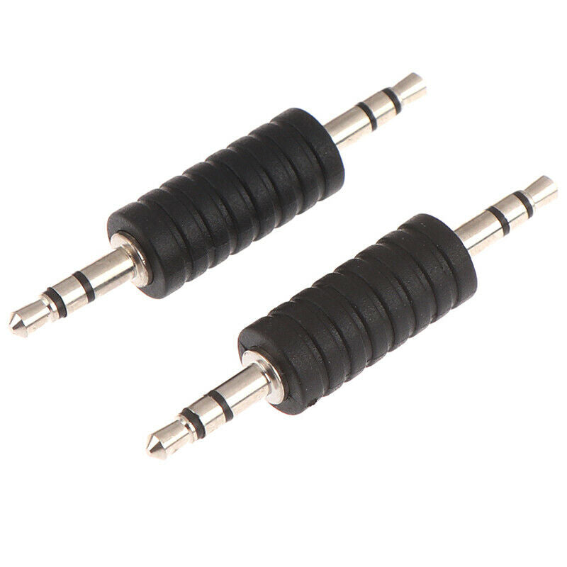 2pcs 3.5mm Stereo Male to Male Jack Audio Plug Connector Adapter Joiner JR
