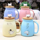 New sesame cat heat-resistant cup color cartoon with lid cup kitten milk co Q6U9