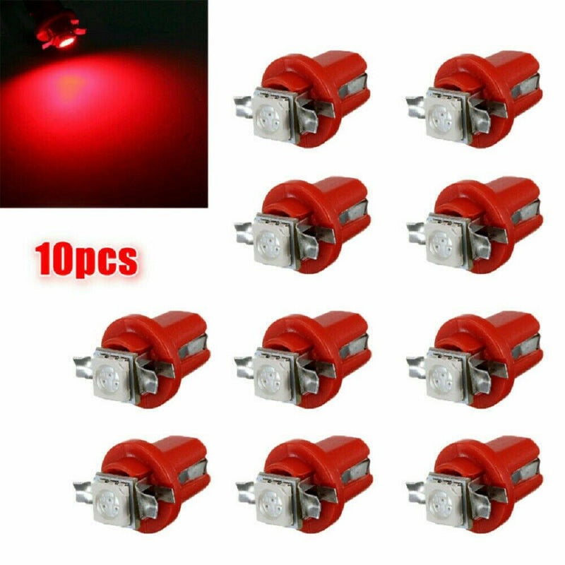 10X LED T5 B8.5D 5050 1SMD Dashboard Dash Gauge Instrument Interior Light Bulbs