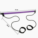 Portable Pilates Bar Stick with Resistance Band for Gym Fitness (Purple)