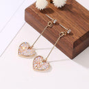 Rhinestone Heart Dangle Stud Earrings Women Casual Drop Earrings Jewelry