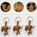 Lucky Cute Elephant Wooden Carving Pendant Key Ring Keychain Chain Evil Defends