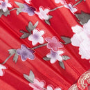 Chinese Style Flower Pattern Plastic Frame Folding Hand Fan Red F5E5
