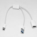 USB 3.1 Female And Male Type-C 2-in-1 OTG Data Charging Adapter Cable