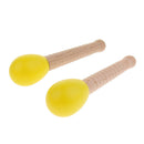2 Pcs Wooden Sand Hammer Handbell for Kids Learning Educational Toys Yellow