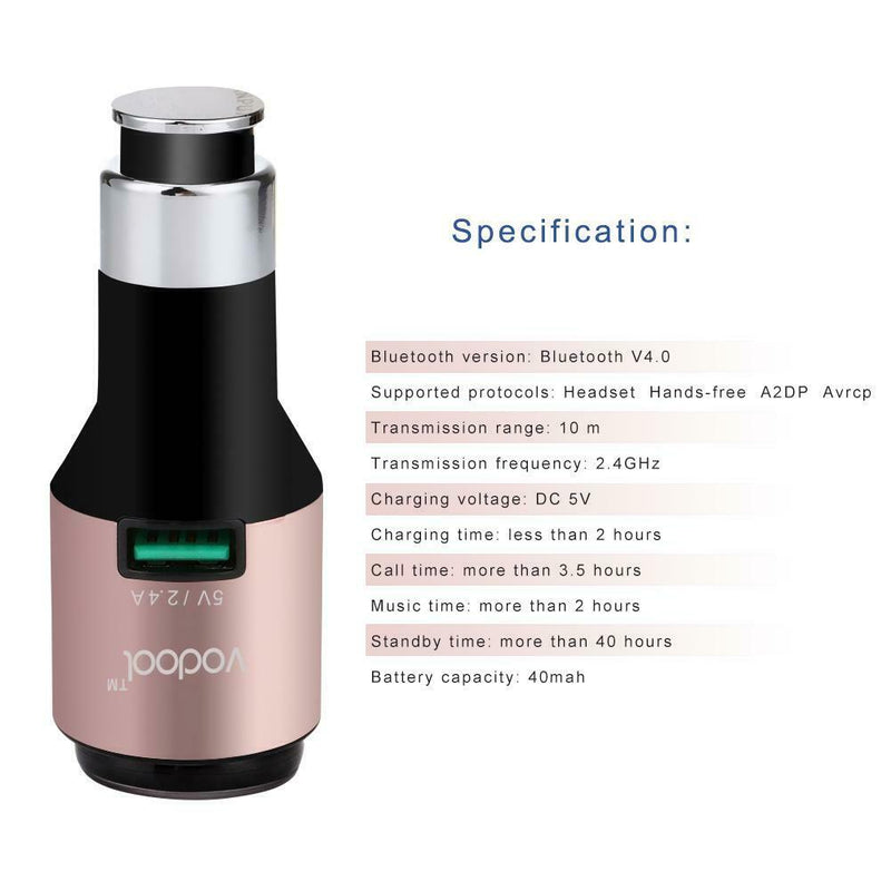 Vodool F-458 Mini Car In Ear Bluetooth Wireless Earphone with Car Charger