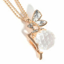 Elegant Girl Crystal Fairy Angel Wing Pendant Long Chain Sweater Necklace Gift