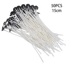 2017 Pack of 50 15cm Pre Waxed Wicks for Candle Making With Sustainers New.
