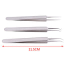3PCS Precision Tweezers Stainless Steel Curved Fine Tip acne Tweezers Plier lj
