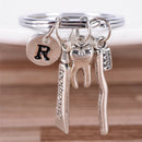 Dentist Key Ring Toothpaste Tooth Toothbrush Dental Hygienist Initial Chain AULJ