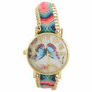 Women Girl Hand Braided Bracelet Butterfly Quartz Watch (Color 1)