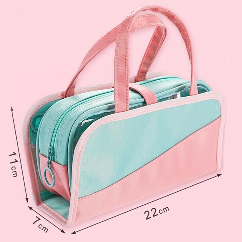 Creative Pencil Case 2 in 1 Pencil Bags Transparent Pvc Pen Box Beauty Case X7F5