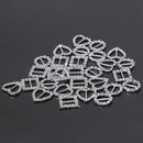 30pcs Heart + Round + Square Shape Ribbon Buckle Sliders for DIY Craft Wedd