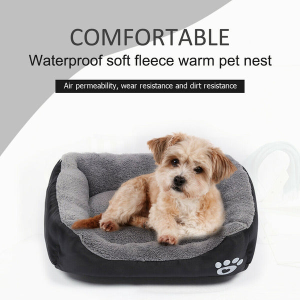 Pet Sofa Dog Bed Doghouse Warm Sleeping Cushion for Pet Supplies (Black L)