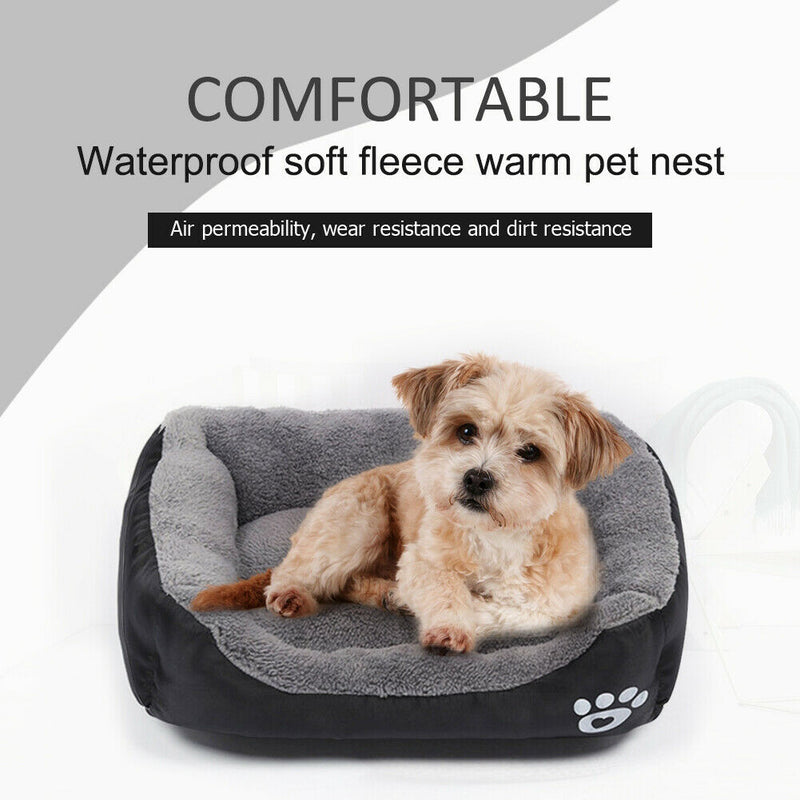 Pet Sofa Dog Bed Doghouse Warm Sleeping Cushion for Pet Supplies (Black L)