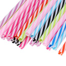 50x Mixed Colored Stripe Drinking Straws With Cleaning Brush Party Tableware