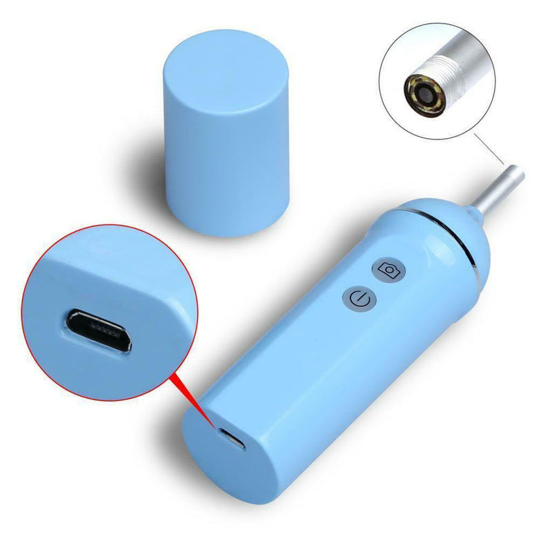 WiFi Wireless Visual Earpick HD Earwax Clean Tool Cleaning Scoop 5.3mm Blue