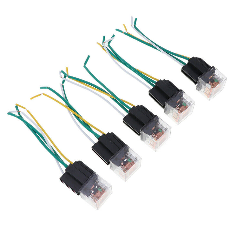 5x 60A LED Relay 12V 4Pin Socket w Wire Normal Open Waterproof Car Truck Van