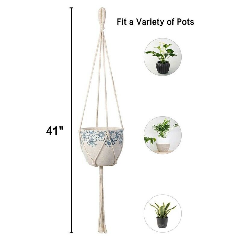 Macrame Plant Hanger 2Pcs Indoor Outdoor Wall Hanging Planter Basket - Cott