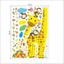 Cartoon Measure Wall Stickers For Kids Rooms Giraffe Monkey Height Chart RulT8Q5