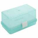 Clear Turquoise Plastic Tray 2 Compartment Tool Storage Box Case