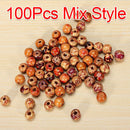 100PC 9x10mm Tribal Patterned Wood Beads Mix Wooden Dreadlock Pony Bead Macrame