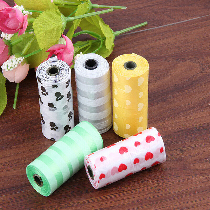 5 Rolls Pet Dog Cats Waste Plastic Bag Degradable Poop Clean Up Bags & Refills