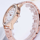 Women Crystal Rhinestone Stainless Steel Analog Quartz Wristwatch Rosegold
