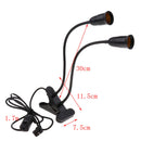E27 LED Planting Grow Light Clip On Flexible Lamp Holder US Plug Dual Head