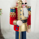 Exquisite Painted 30cm Classic Wooden Fluffy Costume Nutcracker Soldier King