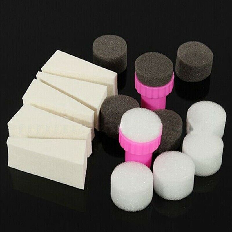 1 Set 15pcs Nail Art Sponge Stamp Stamper Shade Transfer Template Polish Ma Q5R7