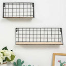 2Pcs Wooden Iron Wall Shelf Wall Mounted Storage Rack Organization for Kitc