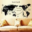 Large Size World Map Wall Stickers Black Map of The World Home Decor Wall Dec-OZ