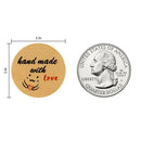 Handmade With Love Stickers, 1 Inch Round Handmade With Love For Envelope,  S4C5