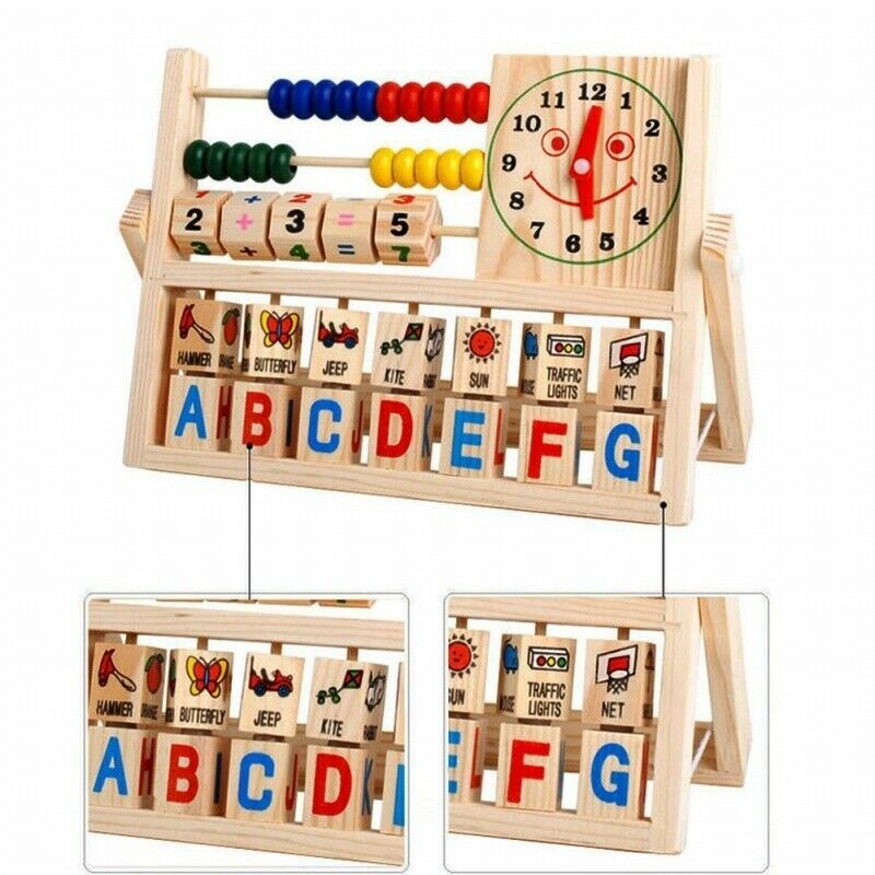 Children Baby Kids Learning Developmental Versatile Flap Abacus Wooden Toys R4X4