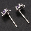 Austrian Crystal Flower Stud Earrings for Women Purple