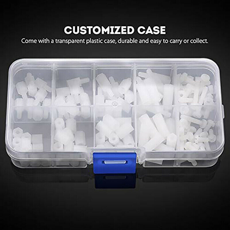 150pcs White Nylon M2 M2.5 M3 M4 M5 Hex Screw Bolt Nut Standoff Spacer Kits ZGK