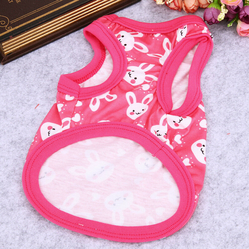 Summer Puppy Small Dog Vest Clothes Pet Shirt (Rabbit Rose Red)(XS)