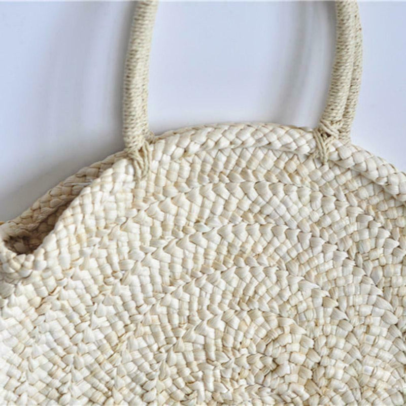 Simple Women Straw Big Round Handbag Tote Girl Circle Casual Beach Wristlet A