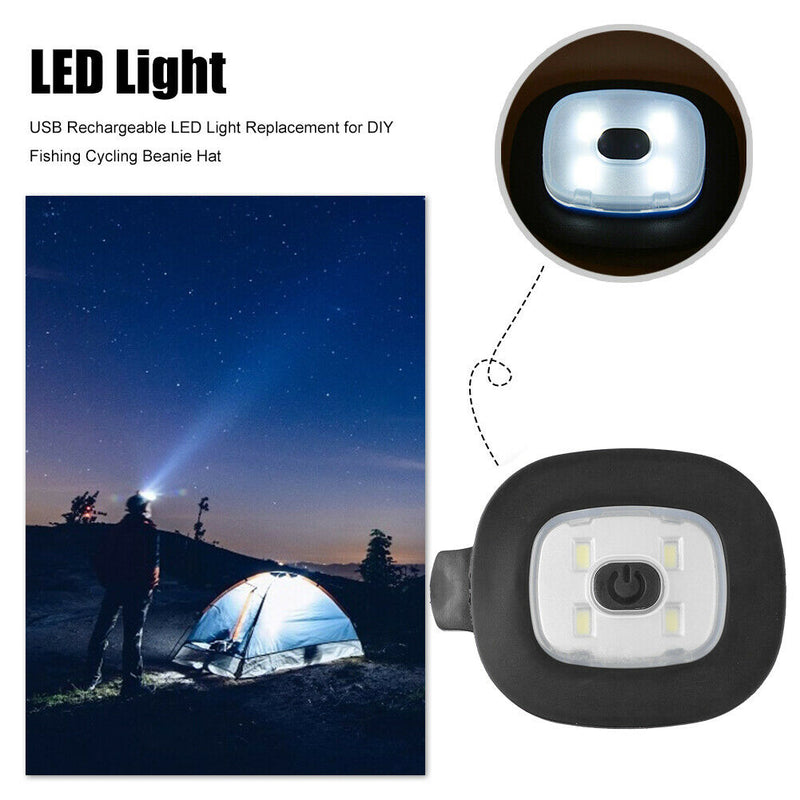 USB Rechargeable LED Light Replacement for DIY Fishing Beanie Hat (4 LED) A
