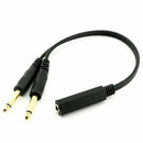 1pc 6.35mm 1/4 inch Stereo TRS Female to 2 Dual 6.35mm Mono TS Male Y Split