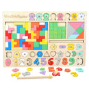 Wooden Digital Geometric Puzzle Tangram Board Kids Montessori Educational Toys