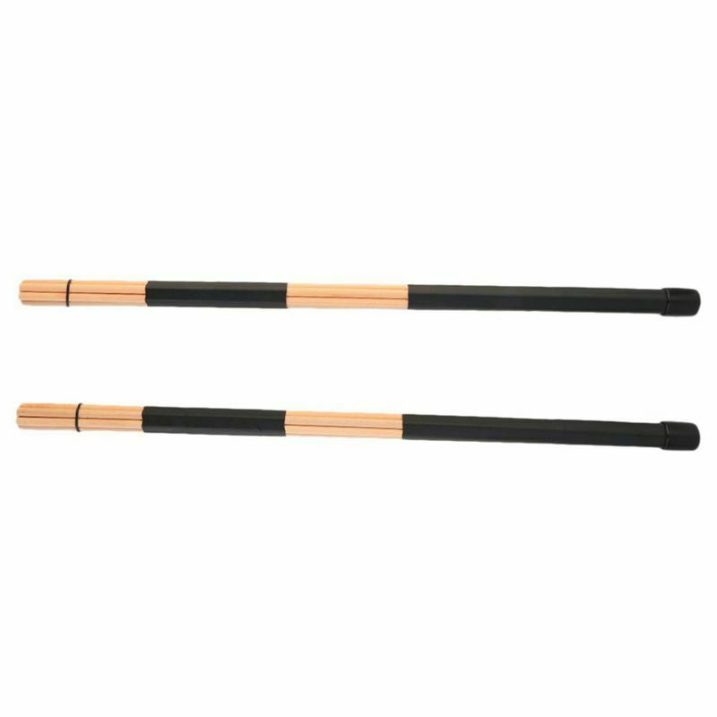 1 Pair 40cm Wooden Hot Rods Rute Jazz Drum Sticks Portable Lightweight