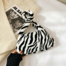 Animal Pattern Underarm Bag Women Mini Plush Shoulder Handbags Purse (4)