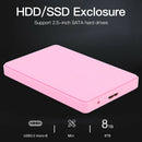 2.5 inch USB 3.0 Hard Disk Enclosure 6Gbps HDD SSD External Case (Pink)