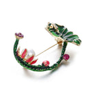 Enamel Lotus Flower Green Leave Frog Brooch Pin Shirt Collar Pin Jewelry Gift FT